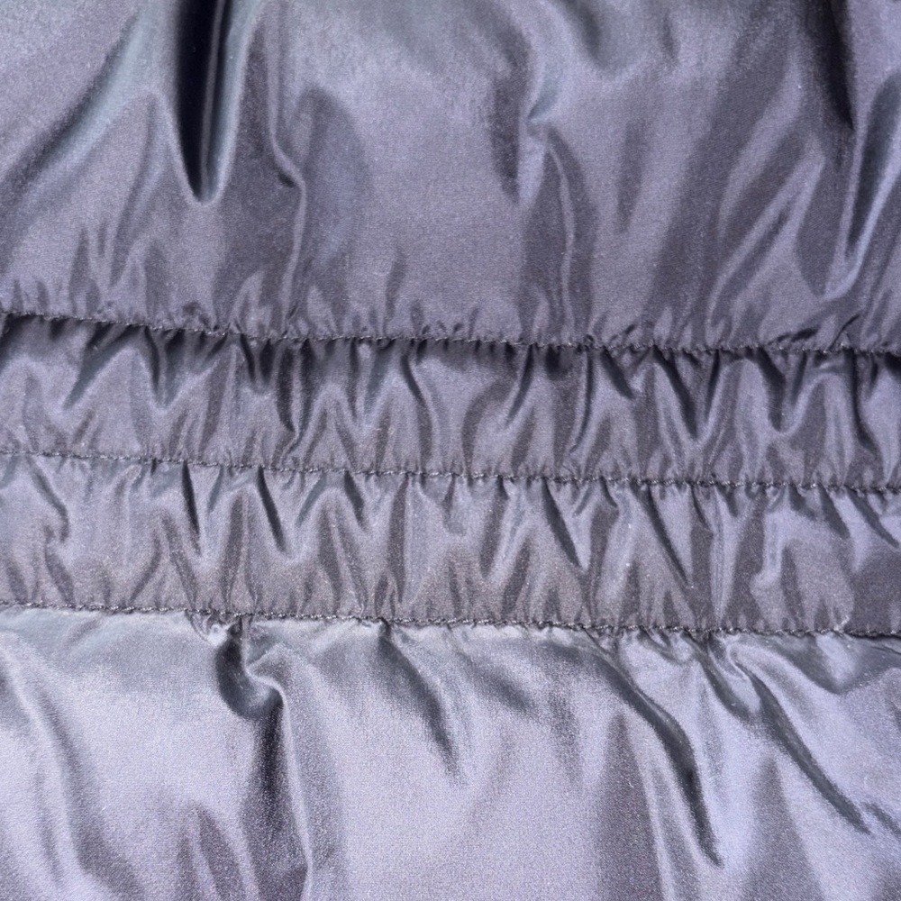 EUC Women's Black Puffer Down Coat trimmed removable hood Waist Defined by Coach - Picture 14 of 15